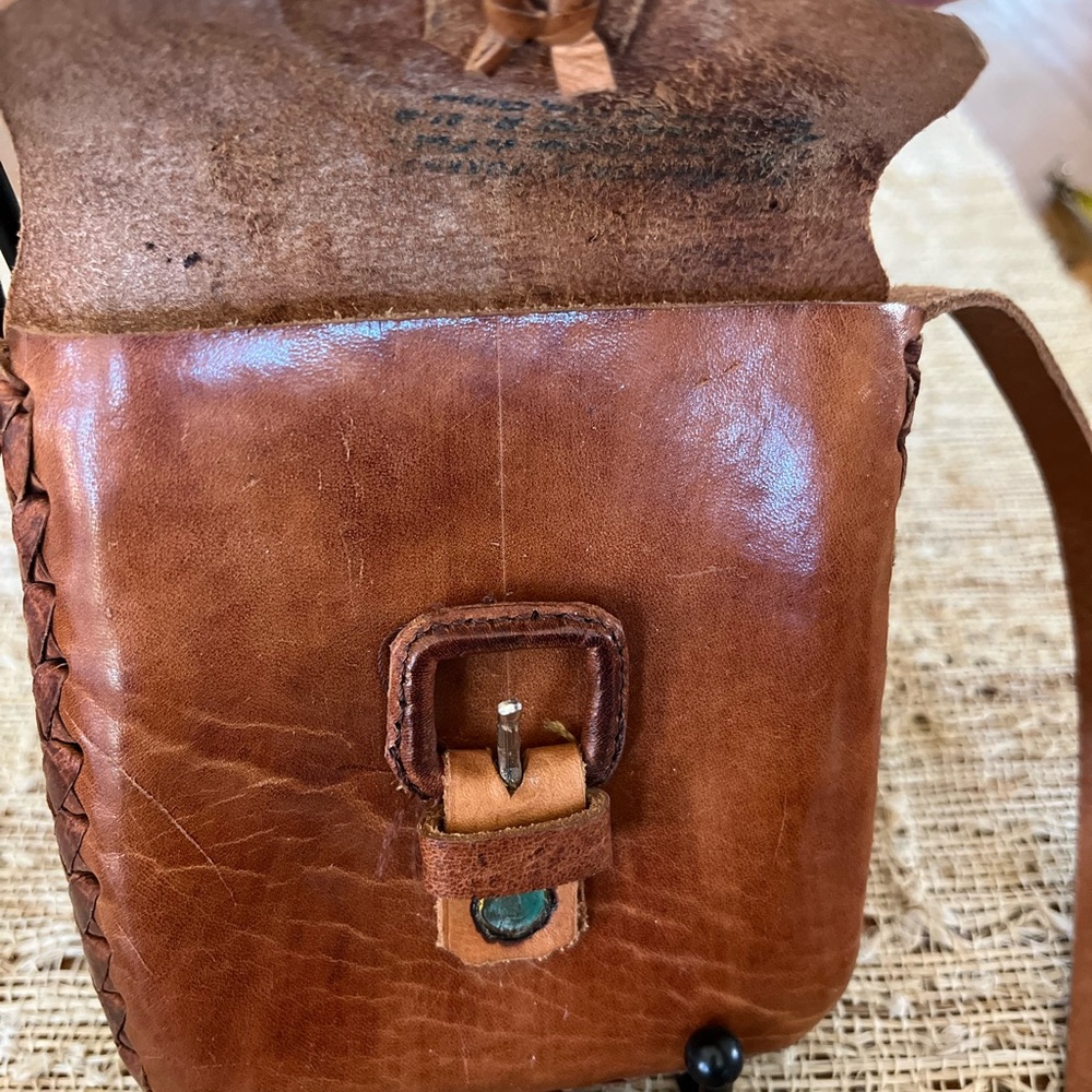 Artisan Handcrafted Brown Leather Small purse NEW with Stamp - Picture 7 of 12